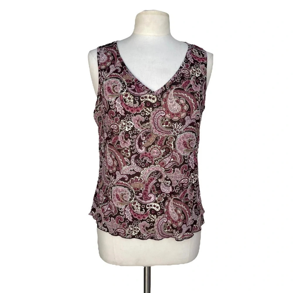 BIYAYCDA Women’s Size XL Brown Sheer Stretchy V-neck Tank Top